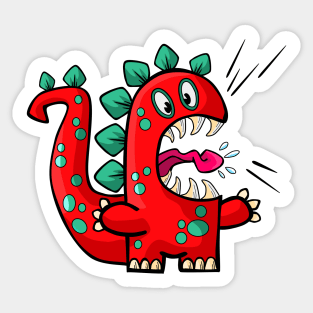 Red Dino Roaring Sticker